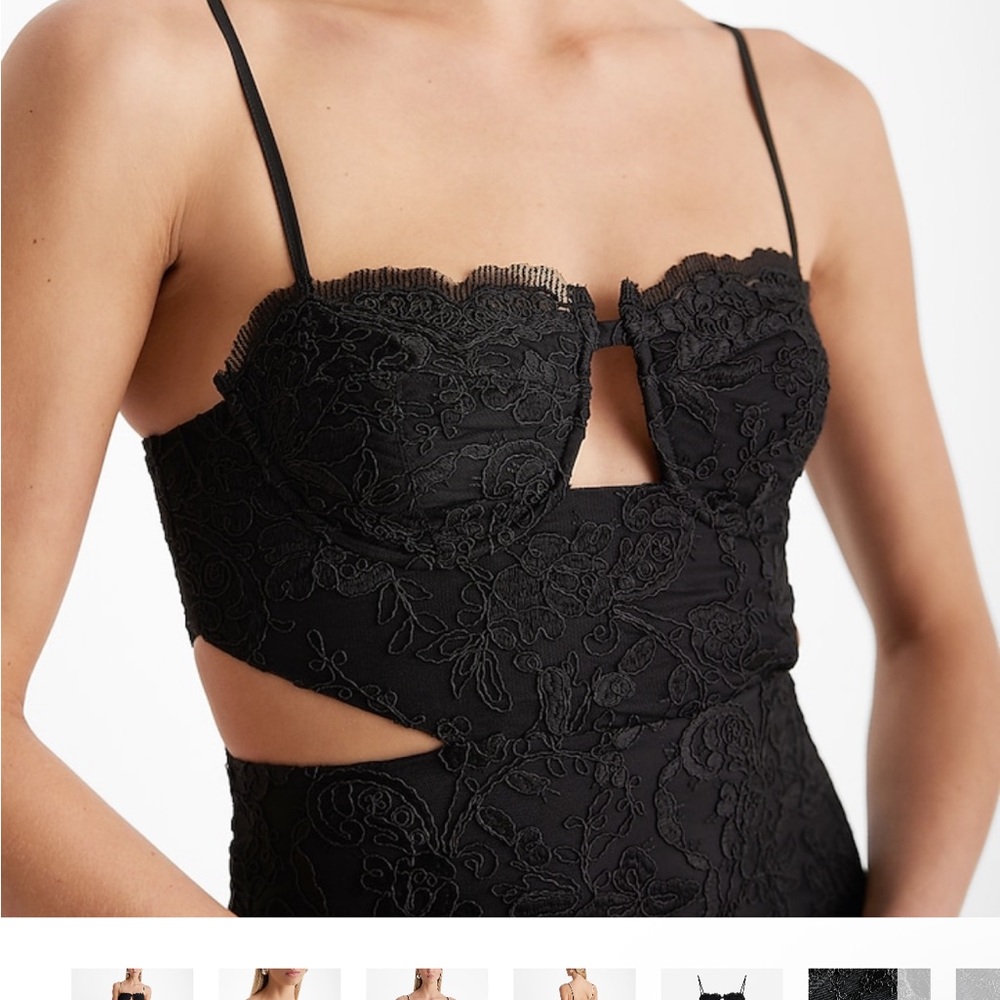 Express Black Lace Cutout Mini Dress - Picture 2 of 7
